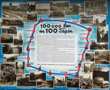 Preview: Ford A Modellprogramm 1930 "100 000 km in 100 Tagen" Reuters Automobilprospekt (5531)